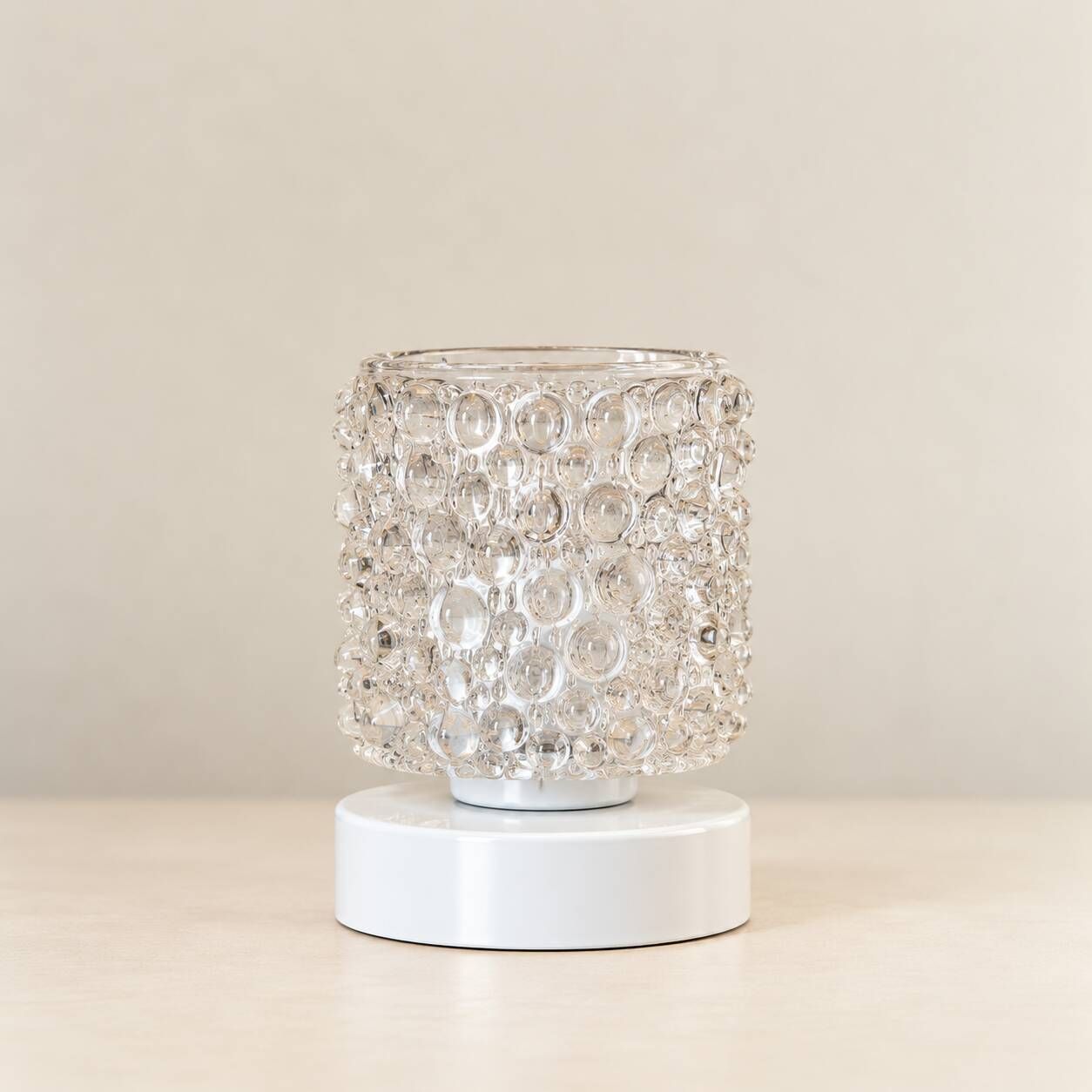 Bulby — Table lamp in transparent bubbled glass, vintage and contemporary.