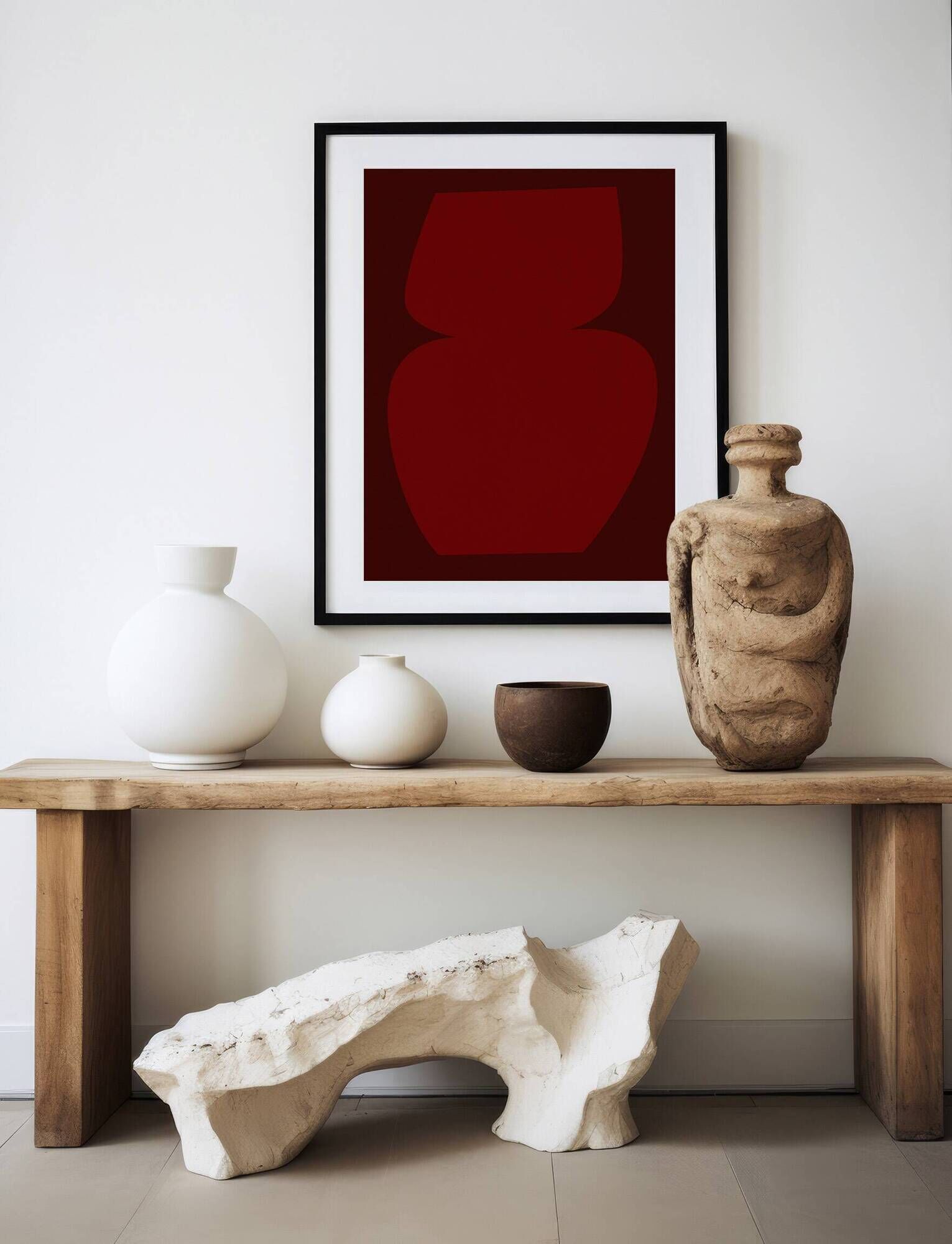 Abstract burgundy giclee print, 50x70
