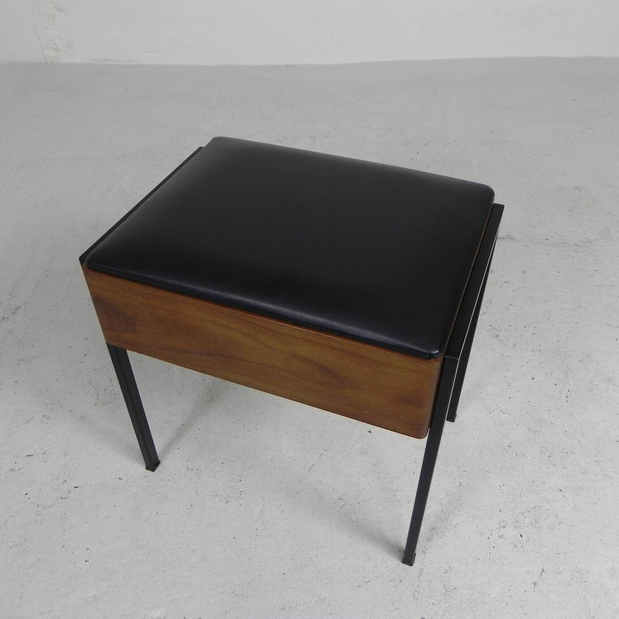 Aristo teak wooden sewing supplies stool, piano stool, 1960s