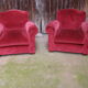 Pair of velvet club chairs