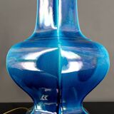 Important Porcelain Lamp with Blue Crackle Enamel, France, Circa 1940