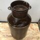 Old milk pot + metal lid vintage decoration