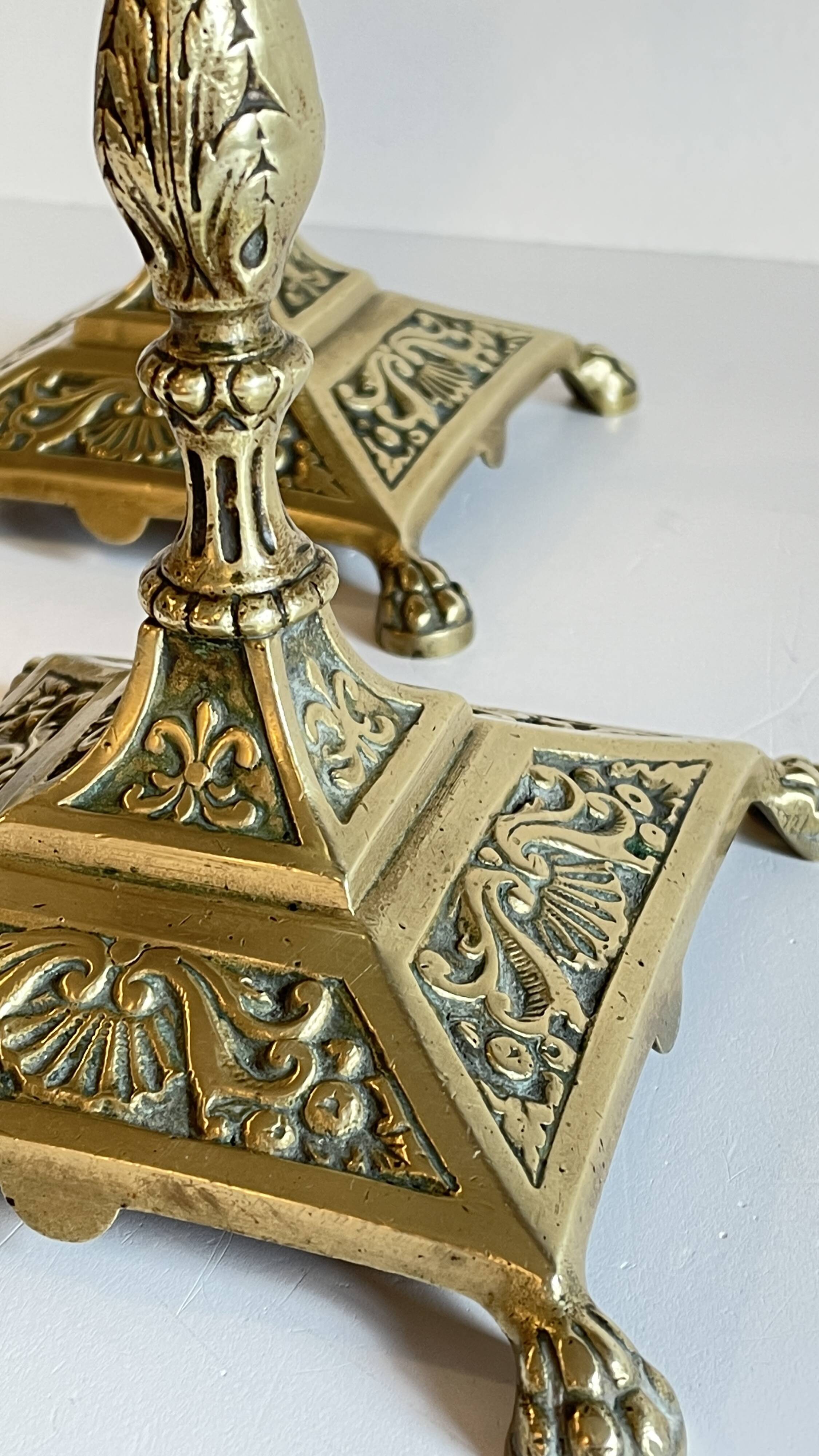 Antique Lion's Paw Candlesticks