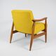 Vintage original armchair , 1960s, fully restored, yellow fabric, teak
