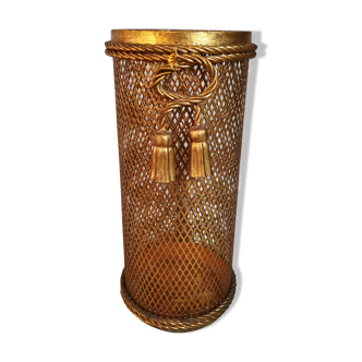 Hollywood Regency gold metal umbrella holder by Li Puma