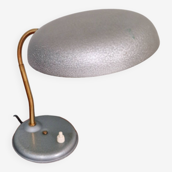 Lampe de bureau articulée en métal laqué gris/bleu, style Bauhaus, années 1930-40