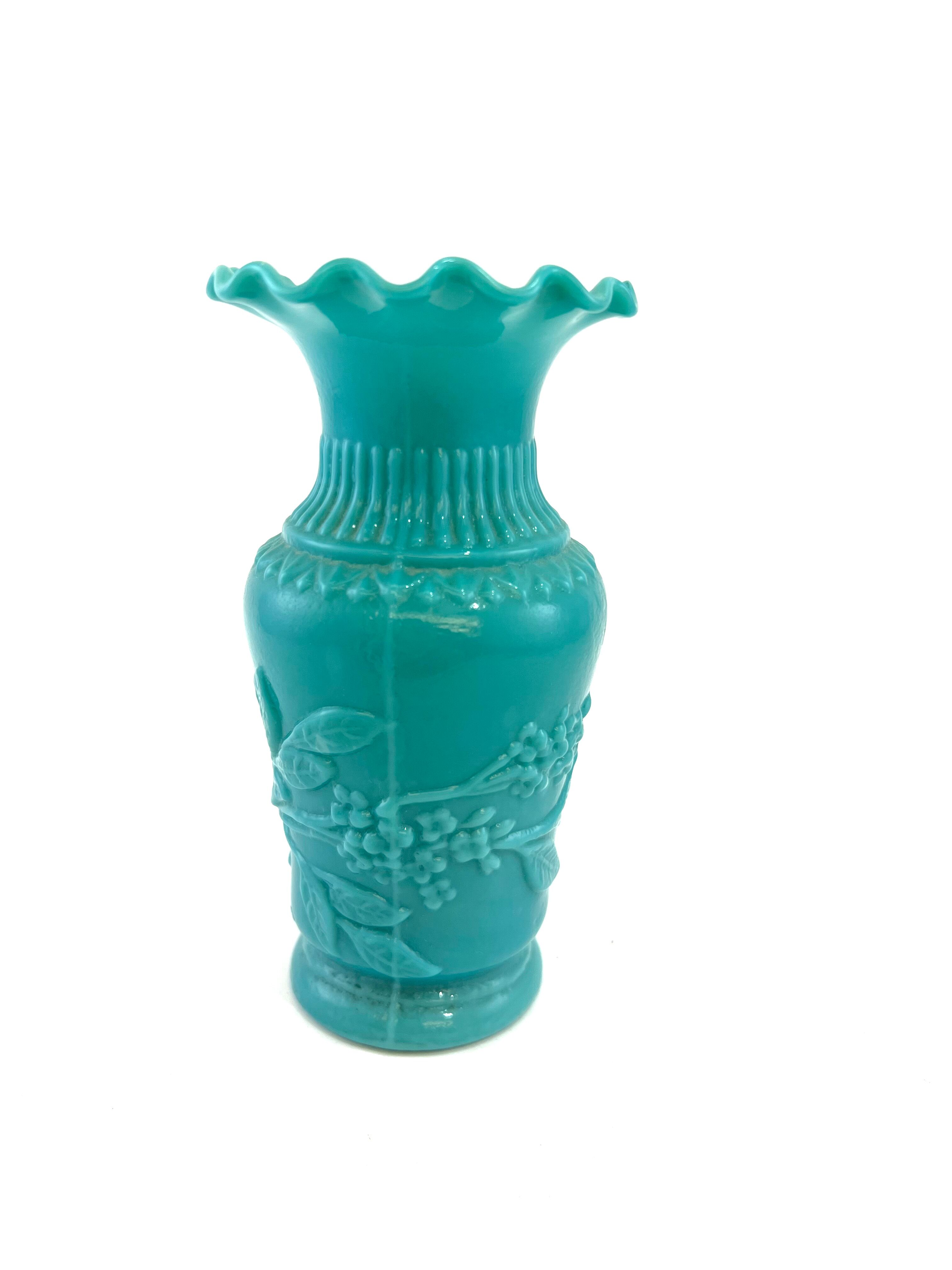 Turquoise blue opaline vase