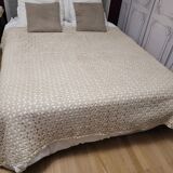 Crochet bedspread in string color