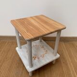 Wooden chalk bedside table and its stencil