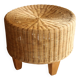 Table d'appoint ronde en rotin, bambou et bois - Vintage