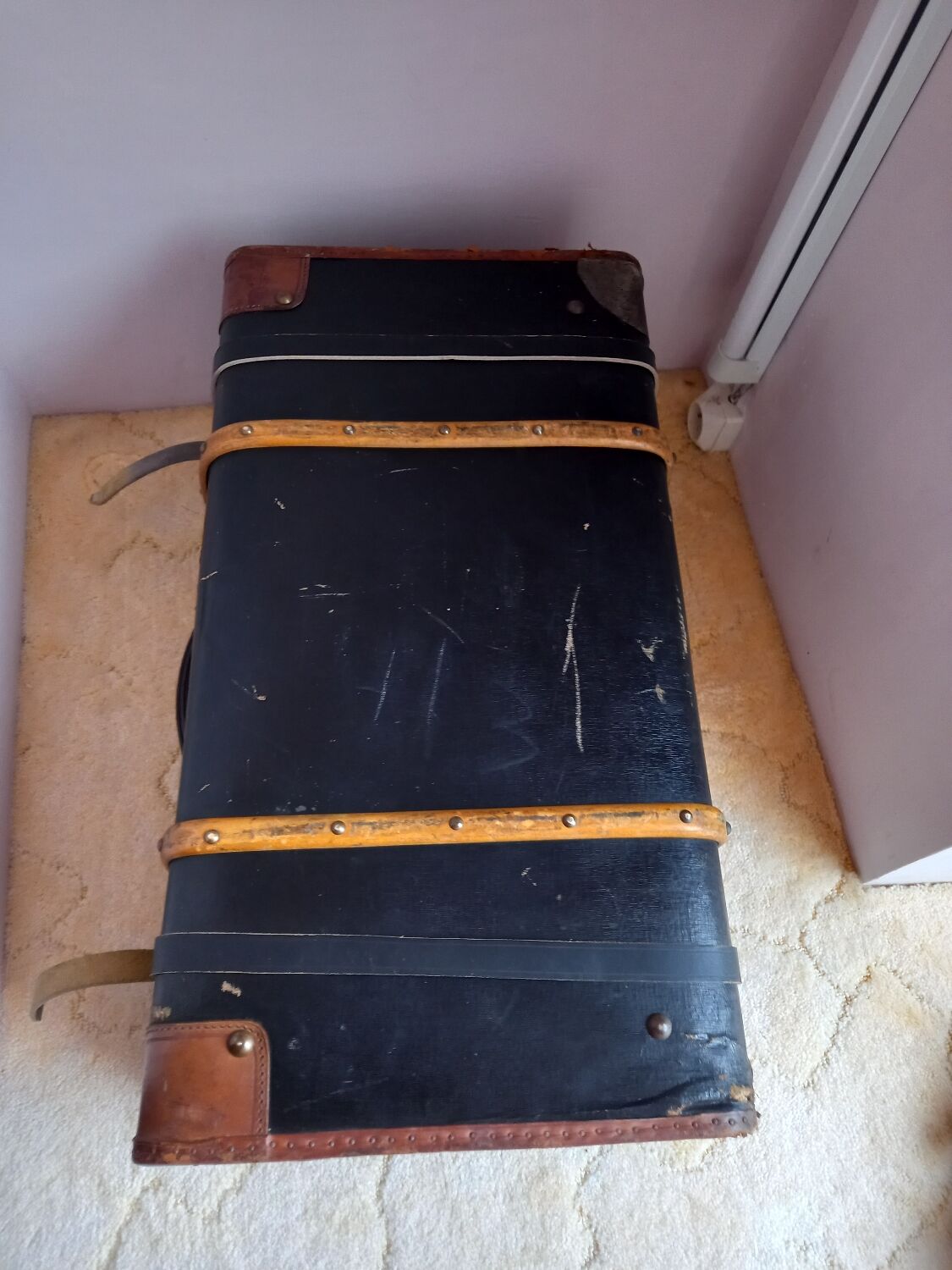 Antique leather suitcase