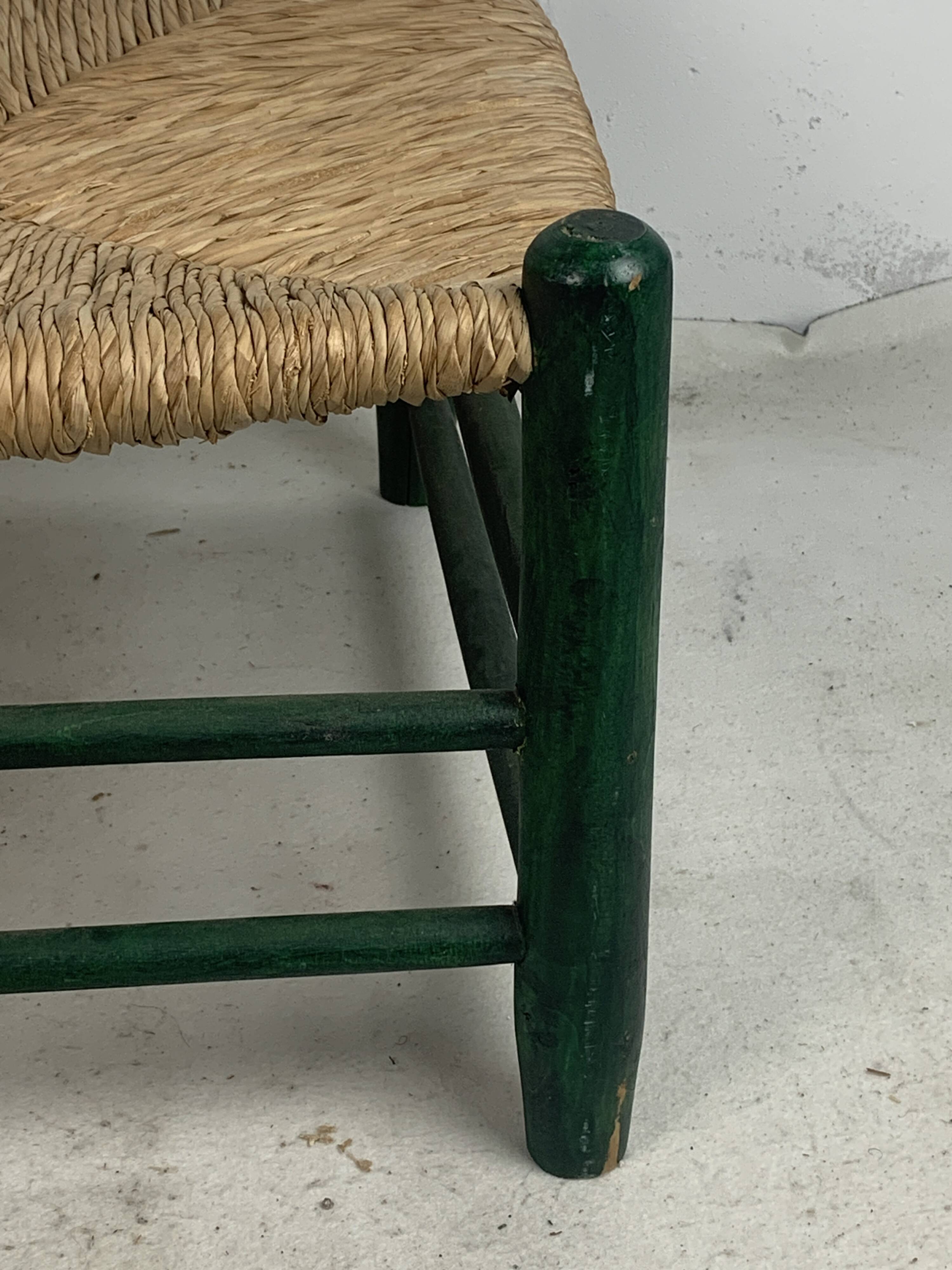 French straw rush low lounge chair in the style of Charles Dudouyt, 1950s