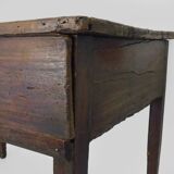 Antique farmhouse game table in solid chestnut with 1 drawer, 19th century.