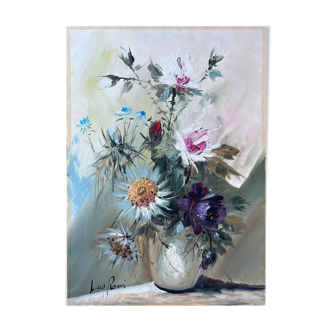 HST painting "Bouquet of wild flowers" signed 20th century