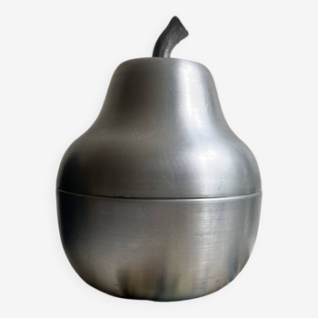 Pear-shaped brushed aluminum ice bucket, Italy 1970s