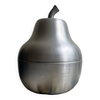 Pear-shaped brushed aluminum ice bucket, Italy 1970s