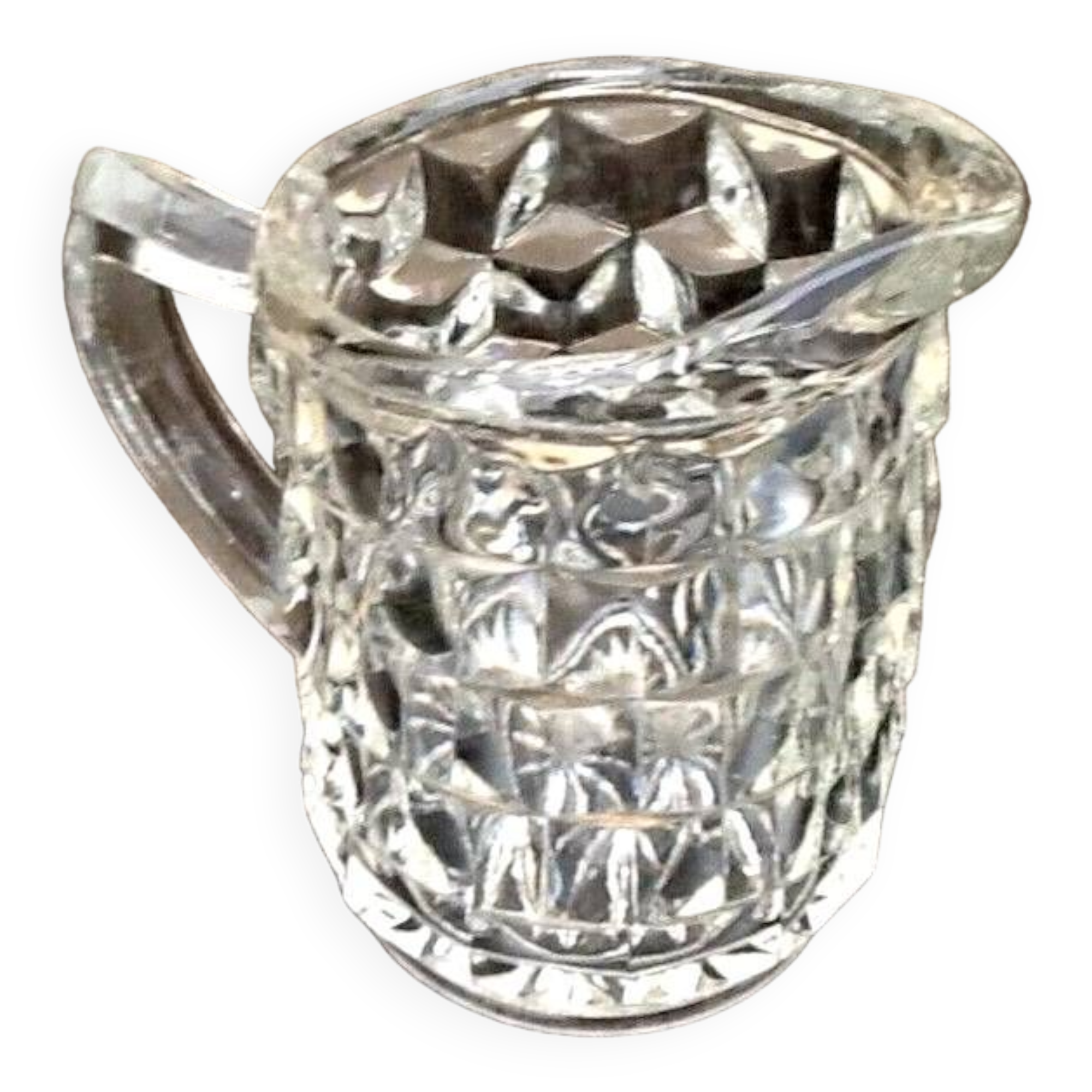 Pot / Milk pitcher Clear glass molded with diamond tip