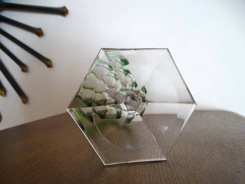 BACCARAT "Malmaison" Glass wine rhinestone double green antique - 19 cm