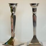 Pair of vintage cast aluminum candlesticks