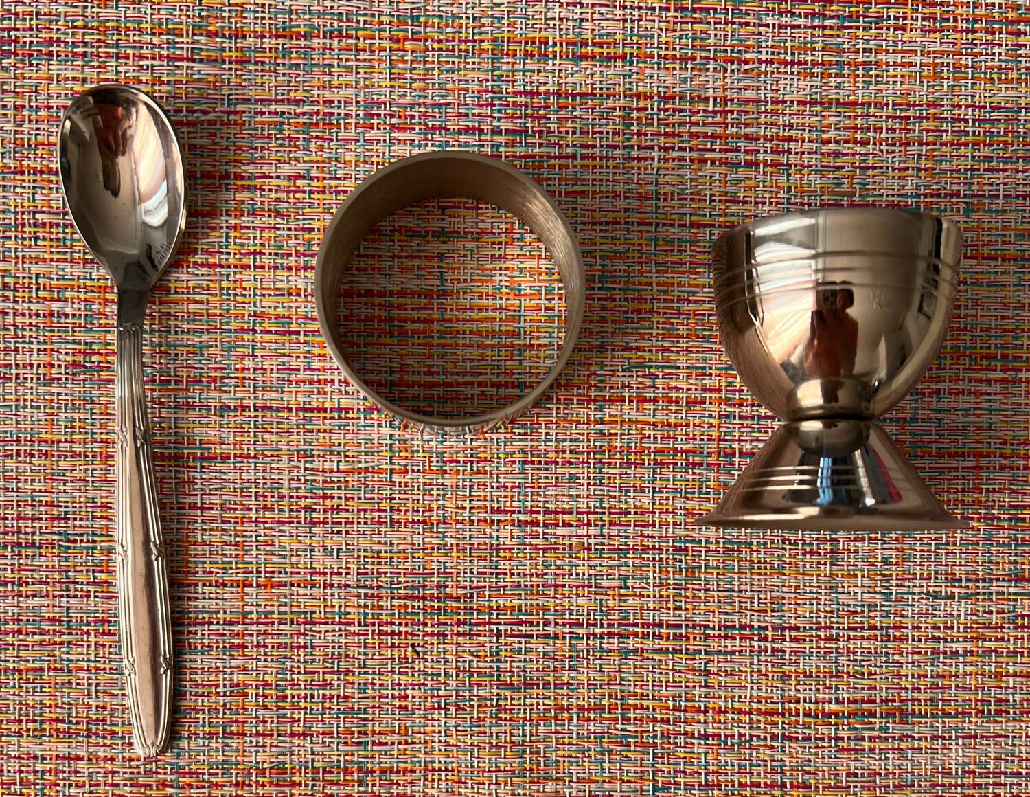 Vintage 70's stainless steel egg cup set
