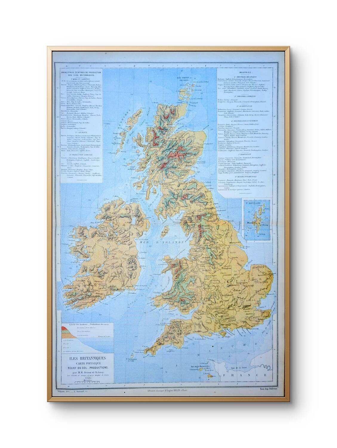 The British Isles, original map printed in 1879.