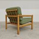 Pair of chalet style armchairs in green fabric
