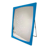 Blue plastic barber mirror made in France vintage