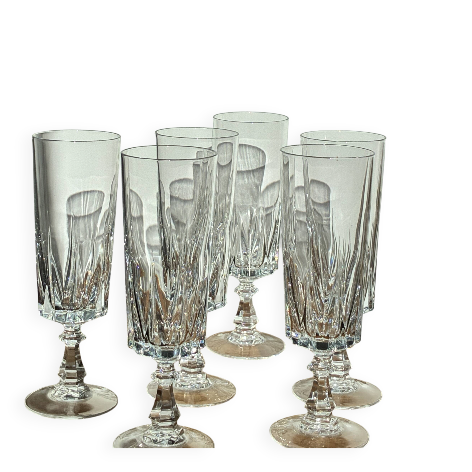 Lot of 6 crystal champagne flutes