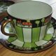 Antique cup and two saucers – Art Deco geometric design