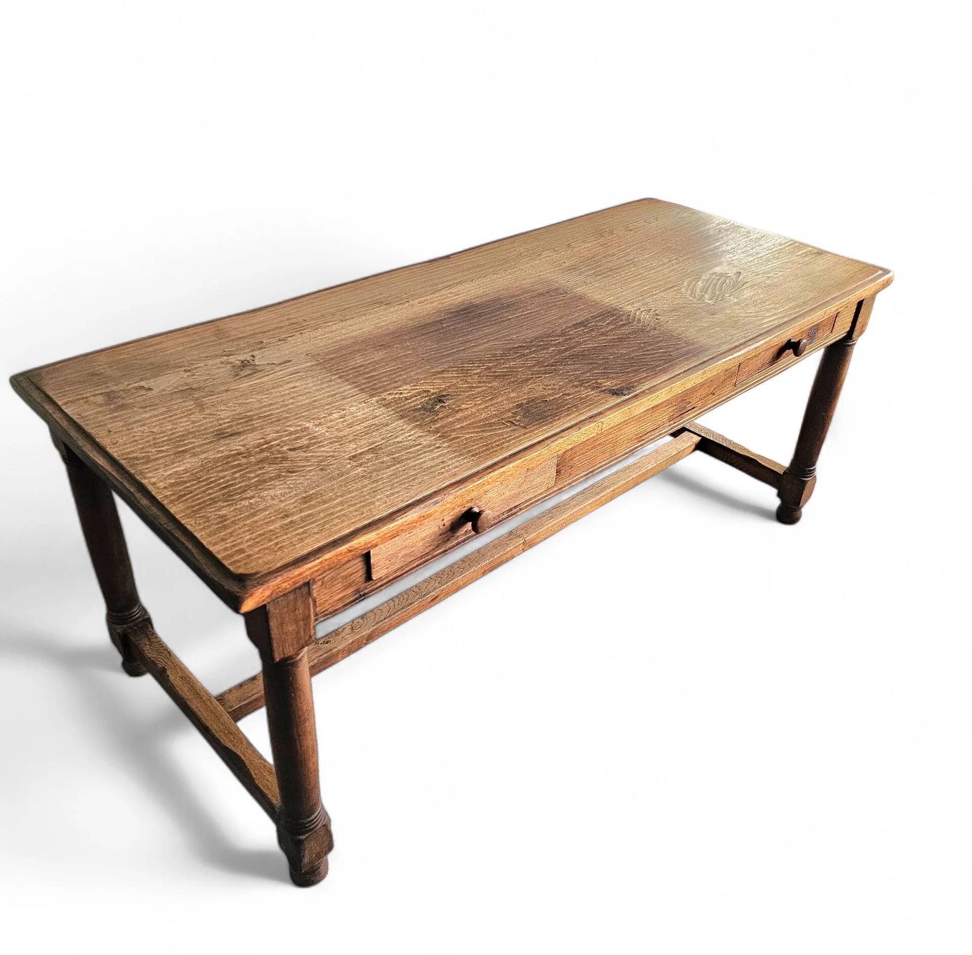 Solid oak French dining table / desk / 1900s
