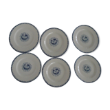 6 flat plates K - G Lunéville original blue decoration "G" old faience