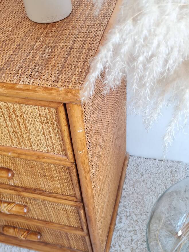 Commode en rotin, circa 1970