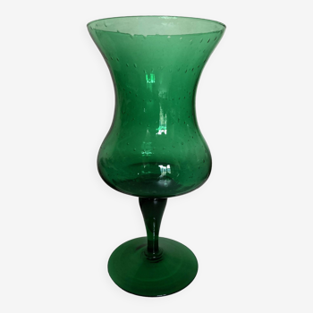 XXL Medici vase in bubbled glass from Empoli, Italian work 1960