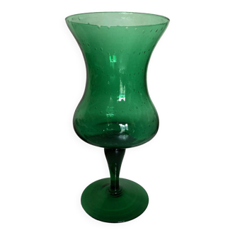 Vase médicis XXL en verre bullé d'Empoli, travail italien 1960