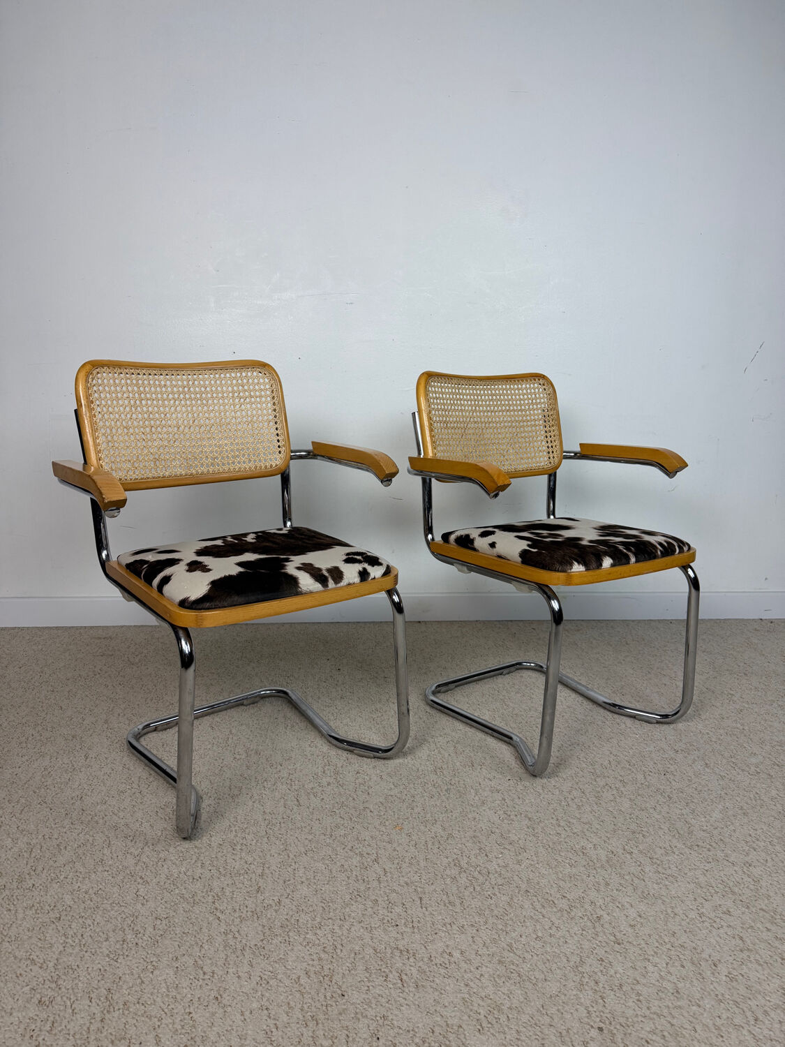Italian design armchairs – cane, chrome and wood – Cesca spirit