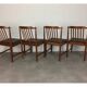 4 Scandinavian teak chairs with slats from the 1960s.
