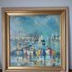 Oil painting on panel Alain Duperay port Breton, arrival of the fishermen