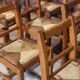 Lot de 8 chaises Reconstruction 1950 Chêne et paille