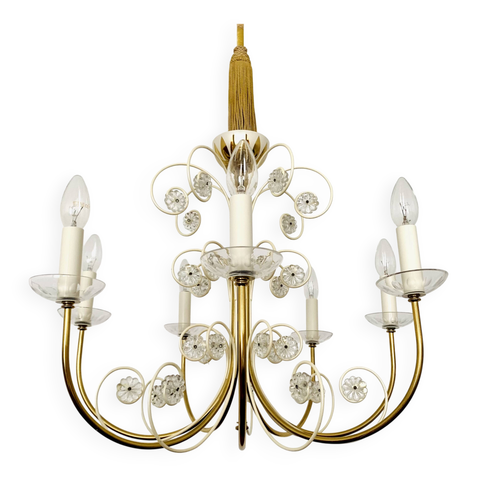 Crystal Glass Chandelier by Vereinigte Werkstätten Collection
