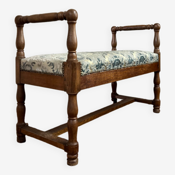 Louis XIII style bench in natural wood of the nineteenth century