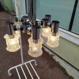 Vintage ceiling lamp in chrome plated and glass cut from targetti 1970 - 6 lamps