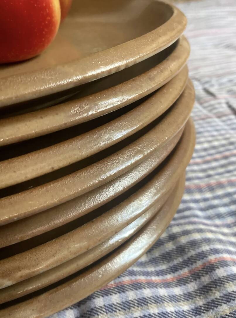 8 beige Berne stoneware plates wabi sabi