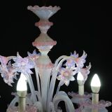 Extraordinary Murano Glass Chandelier adorned with Pink Flowers