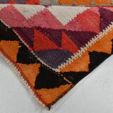 Tapis Kilim fait main rose orange 3x12 105x377 cm