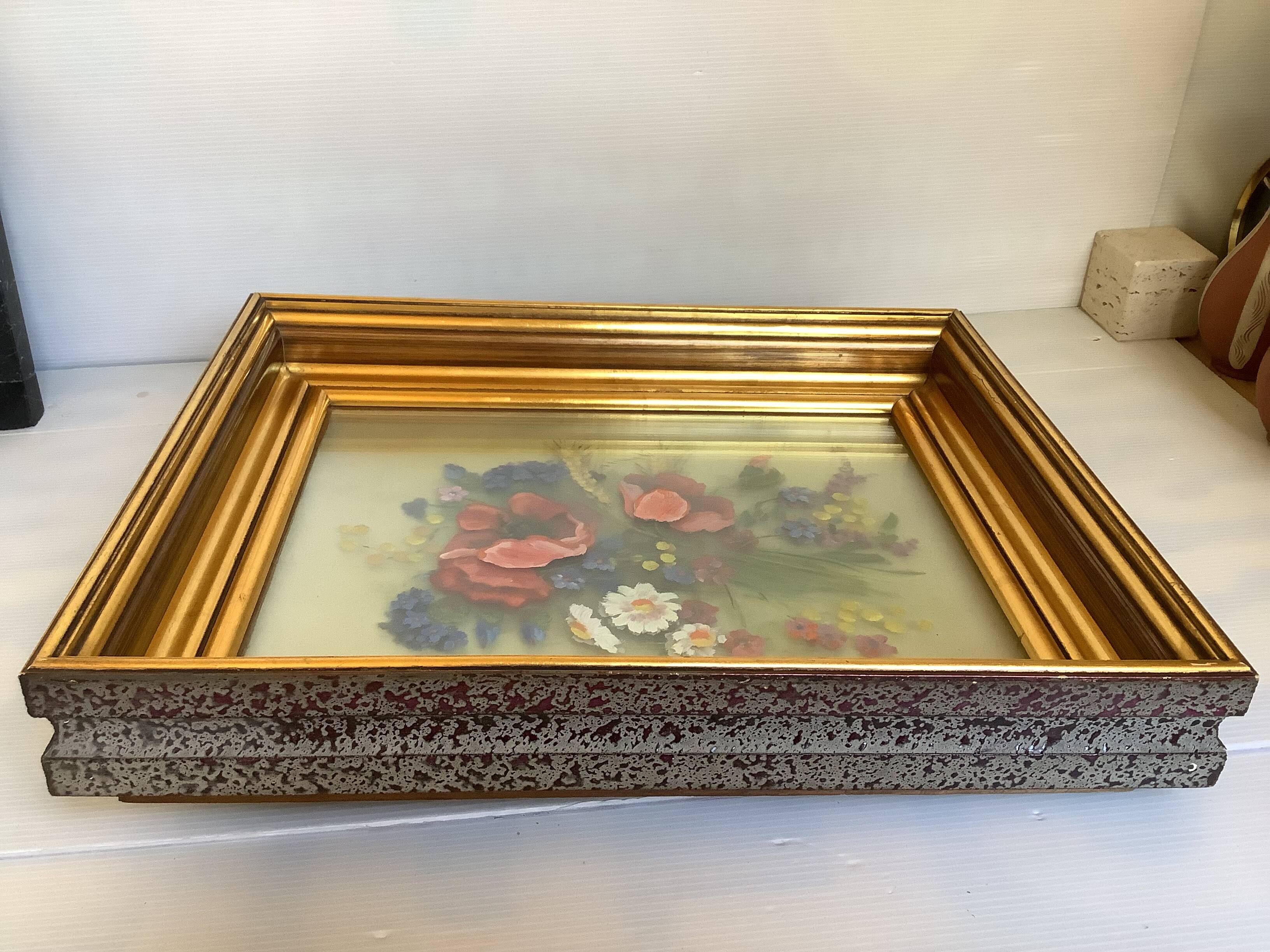 Old painting bouquet of flowers signed