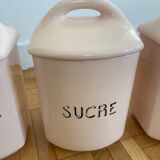 3 pots a epices ancien en faïence rose pale de saint amandinoise