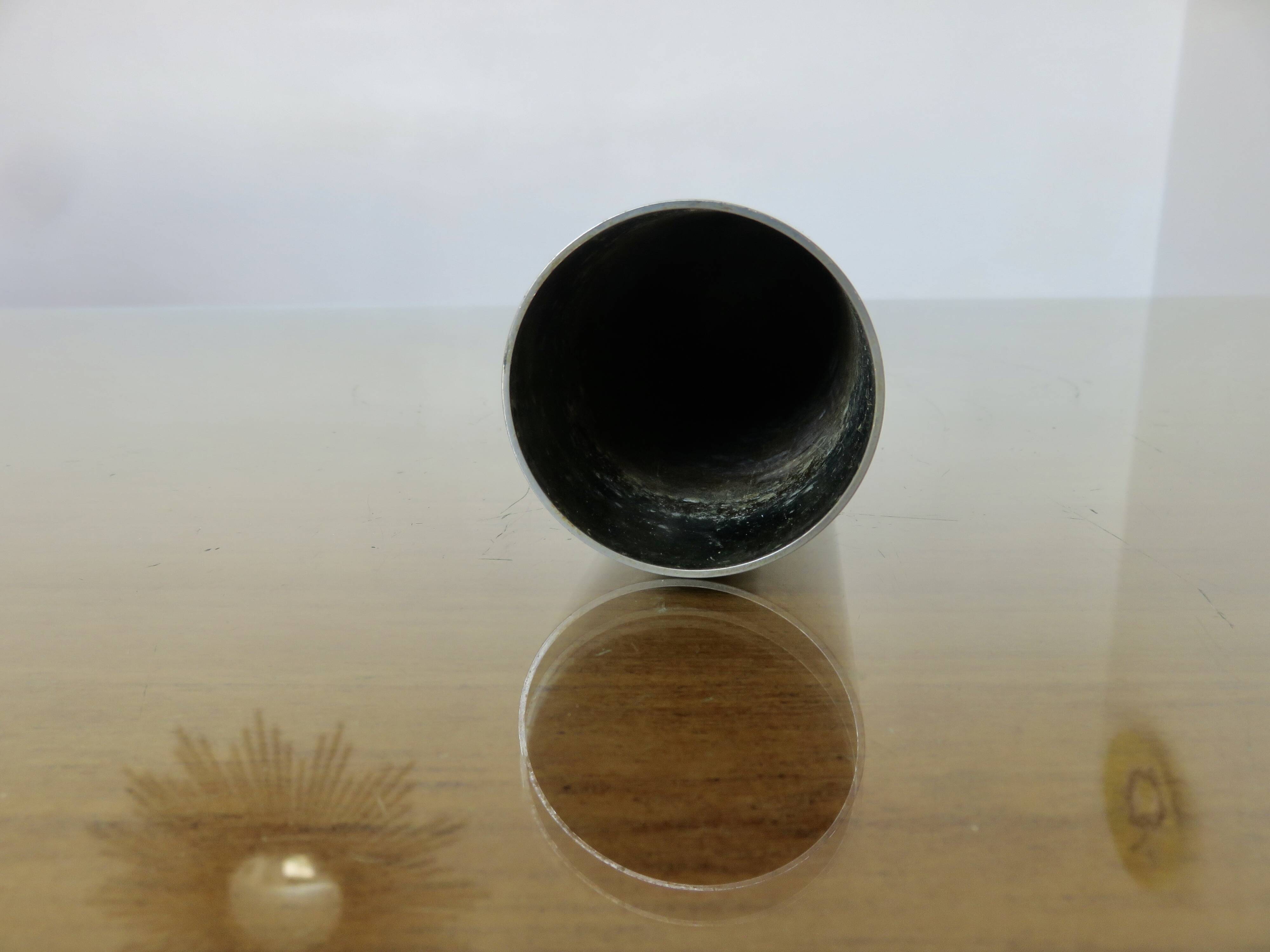 Minimalist "roll" soliflore vase in nickel-plated brass, 1970