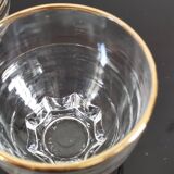 6 gobelets en verre transparent liseré doré
