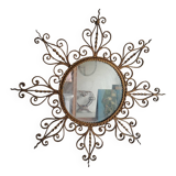 Miroir soleil en métal doré vintage