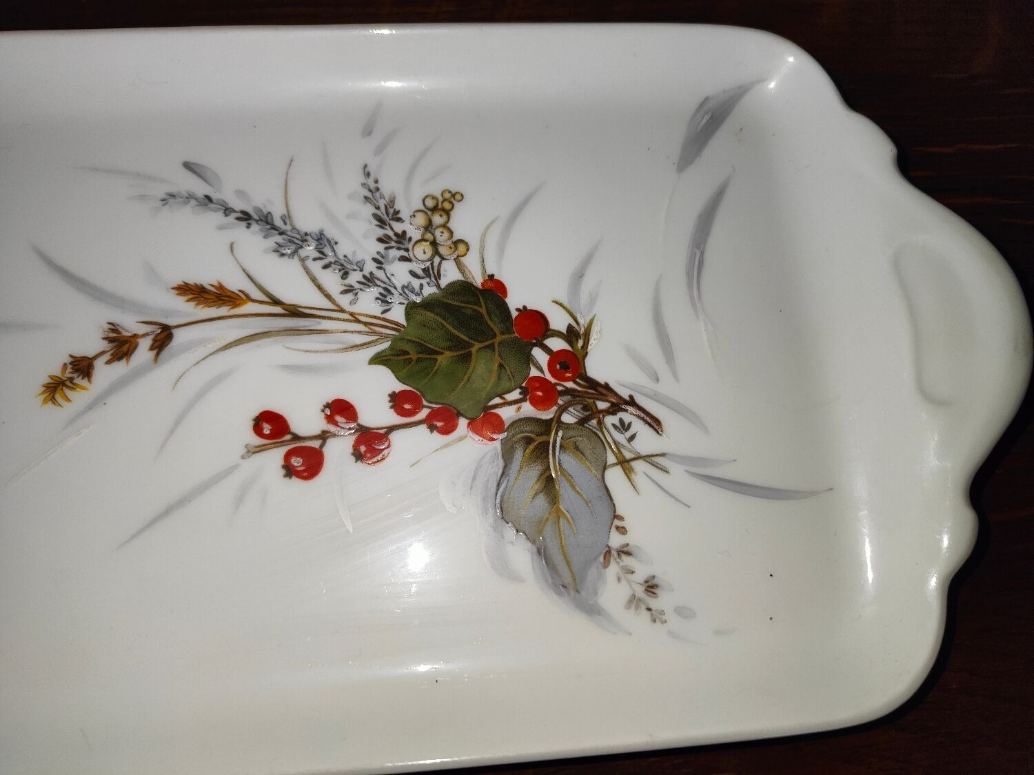 Glazed porcelain cake dish from Limoges Ternet